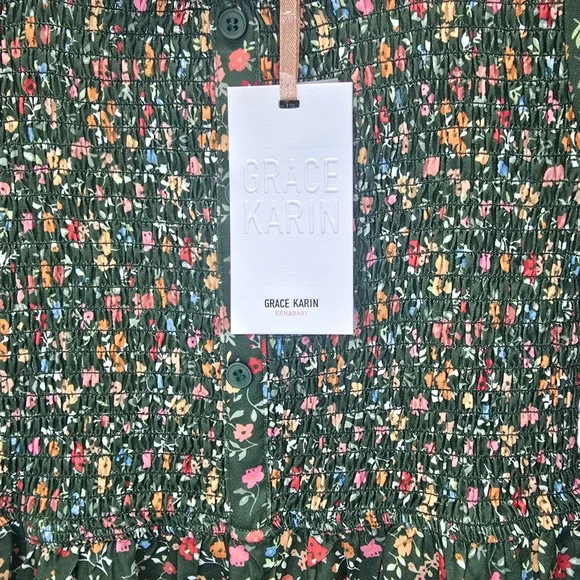 GRACE KARIN Girls Fall Dress Floral Long Sleeve Ruffle Elastic Waist SZ-10 - Picture 3 of 9